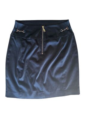 Express Black Pencil Skirt with Gold Zipper & Hardware